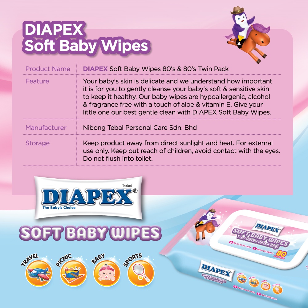 Diapex Soft Baby Wipes 80'sheets Shopee Malaysia