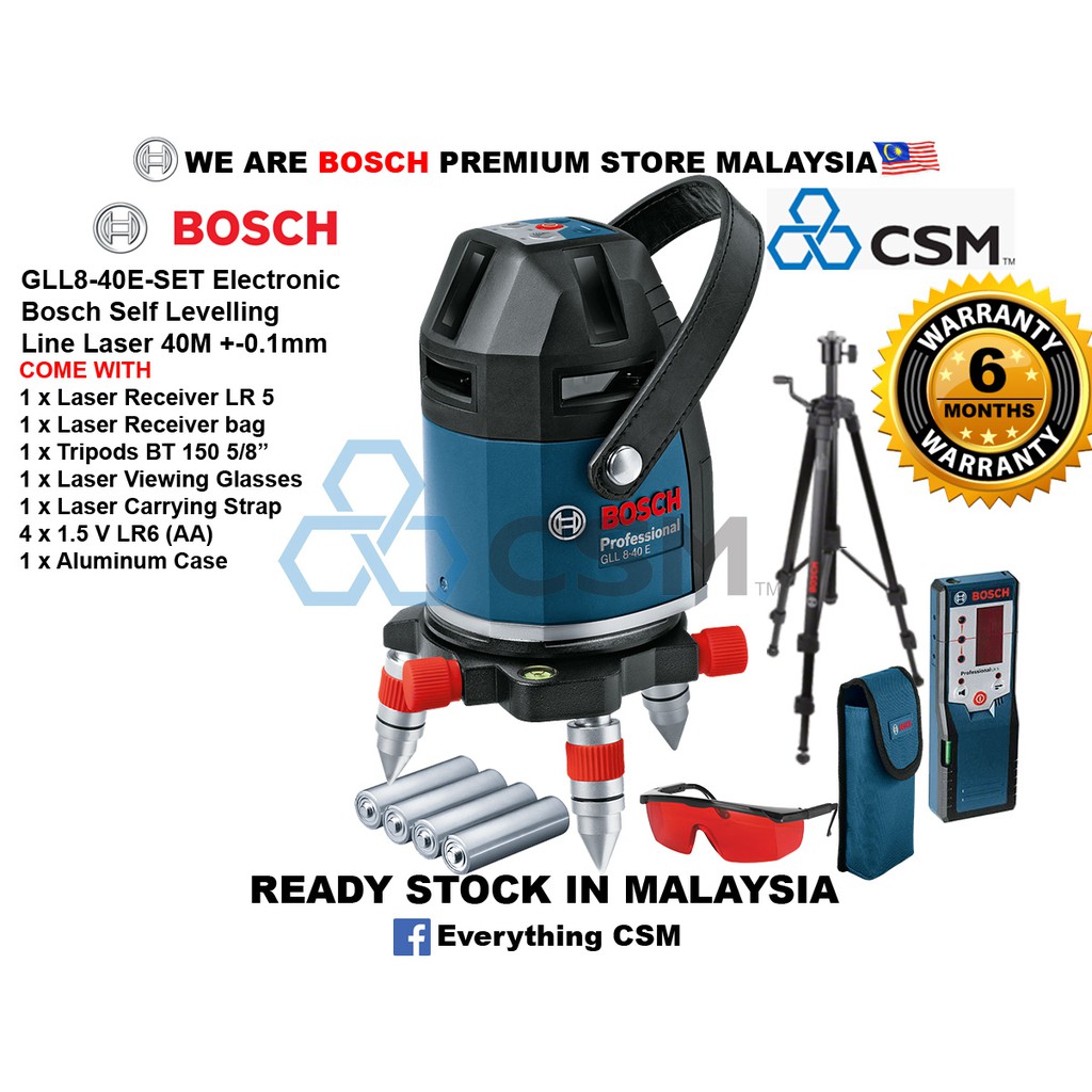 [CSM] Bosch GLL8-40E-SET Electronic Self Levelling Line Laser 40M +-0.1mm  0601063HB1