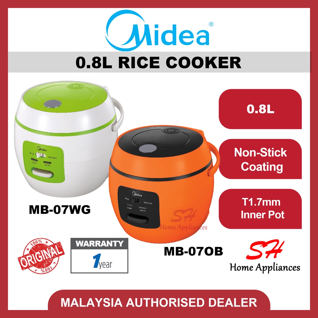 Midea 0.8L Mini Jar Rice Cooker MB-07OB | MB-07WG | Shopee Malaysia