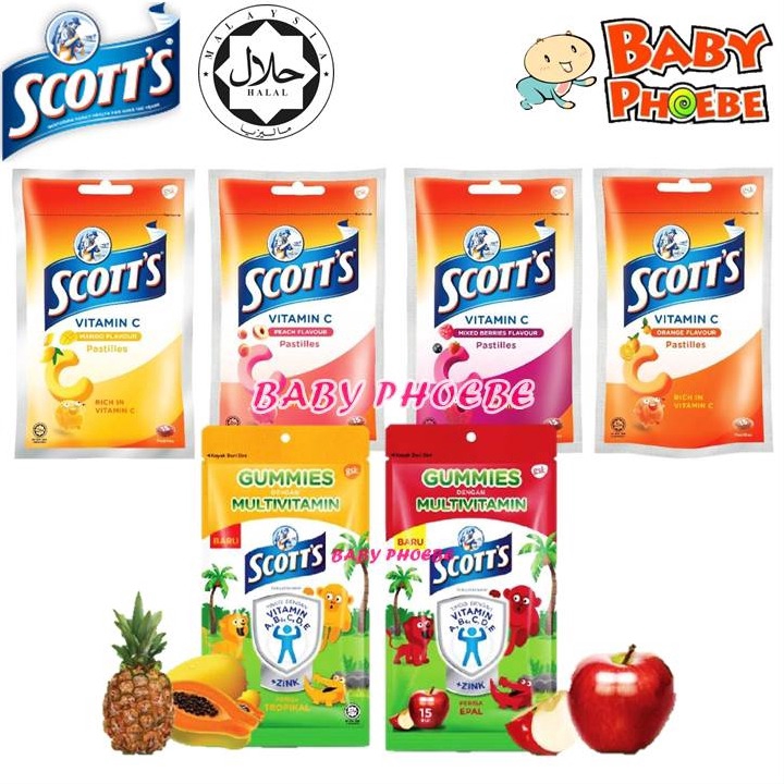 SCOTT'S Vitamin C Pastilles / Gummies Children Supplement Zipper Pack