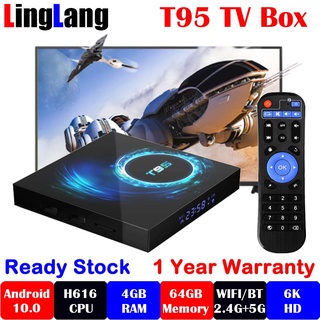 🔥 T95 Android 10.0 TV Box 5G WiFi Allwinner H616 Android Box 4GB 64GB Android TV Box 6K@30fps HD Cortex-A53 2.4G WiFi Smart Media Player HDMI2.0 SetTop Box Smart Box