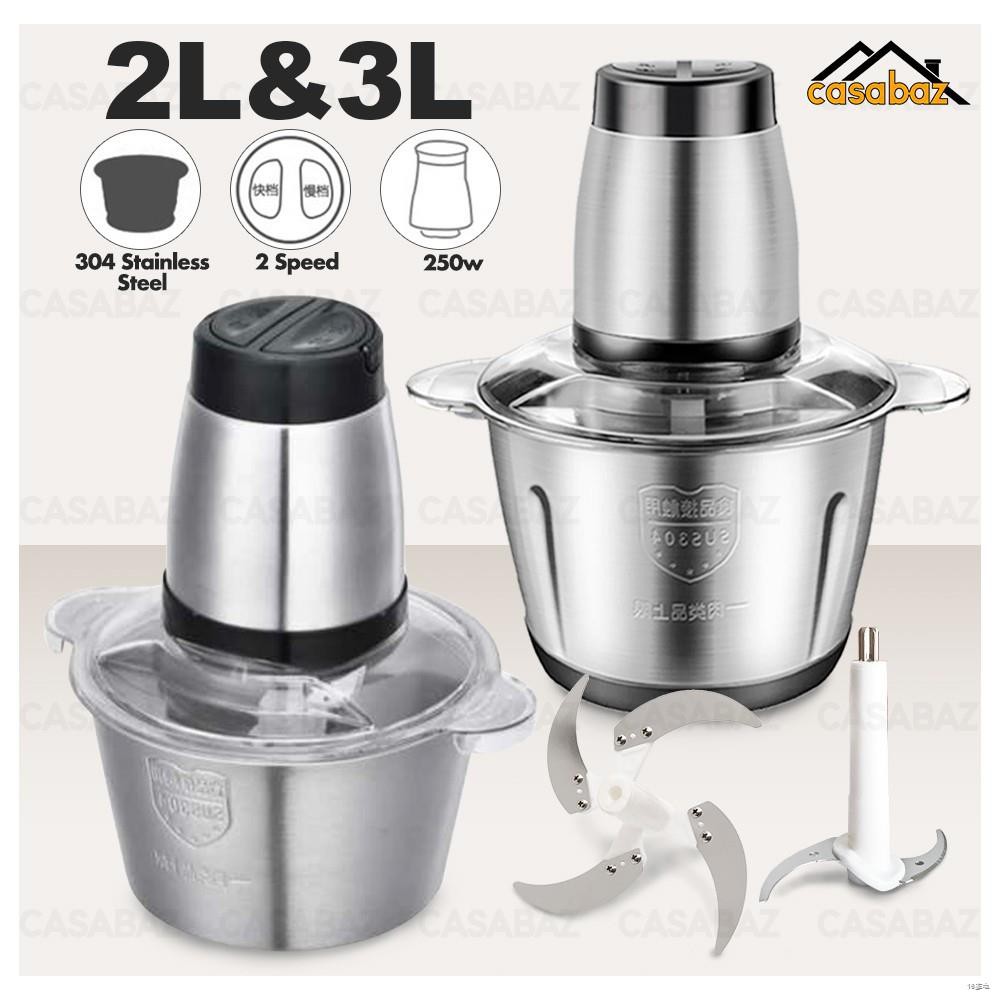 ๑STAINLESS STEEL MINI MIXER & BLENDER 2L 3L Meat Grinder Chopper Food Processor Mesin Pengisar 2 SET PISAU 🔥🔥