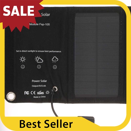 Popular Product 10W/5V Portable Solar Charger With USB Port Foldable 5 Solar Panel Camping Hiking Travel Compact Solar