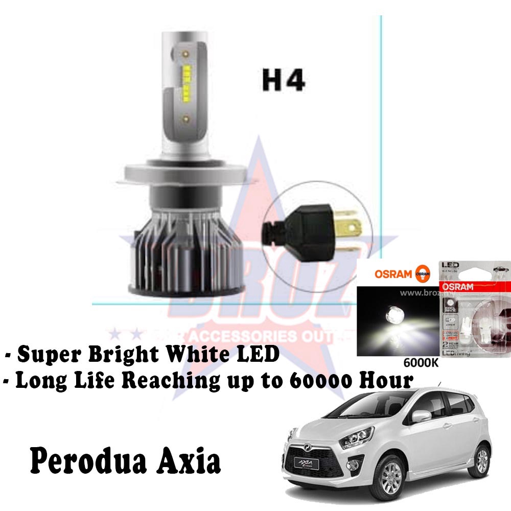 Perodua Axia(Head Lamp)C6 LED Auto Head Lamp 6500k White 