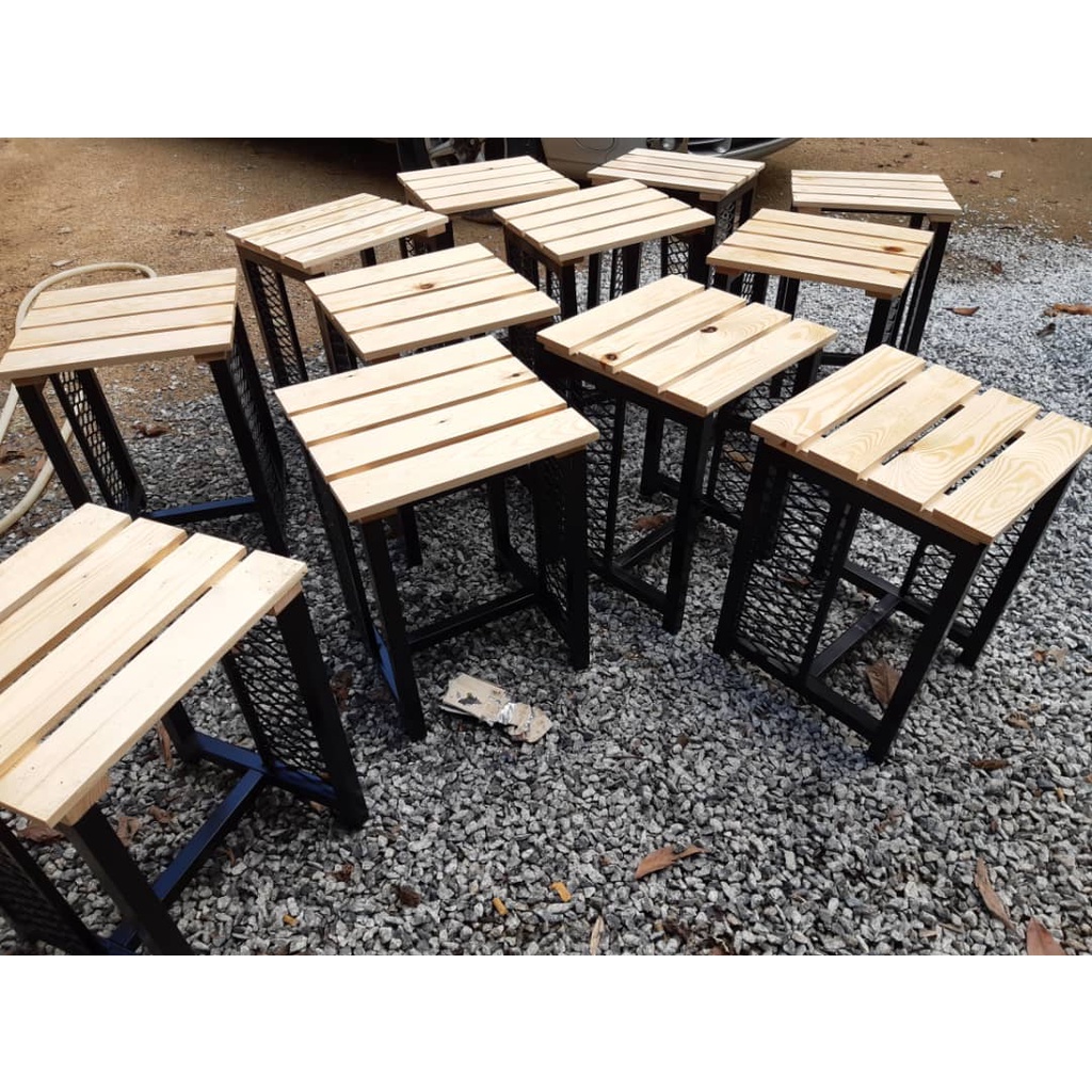 Kerusi Bangku Kayu Pallet Kayu Pine Kerusi Bangku Besi Shopee Malaysia