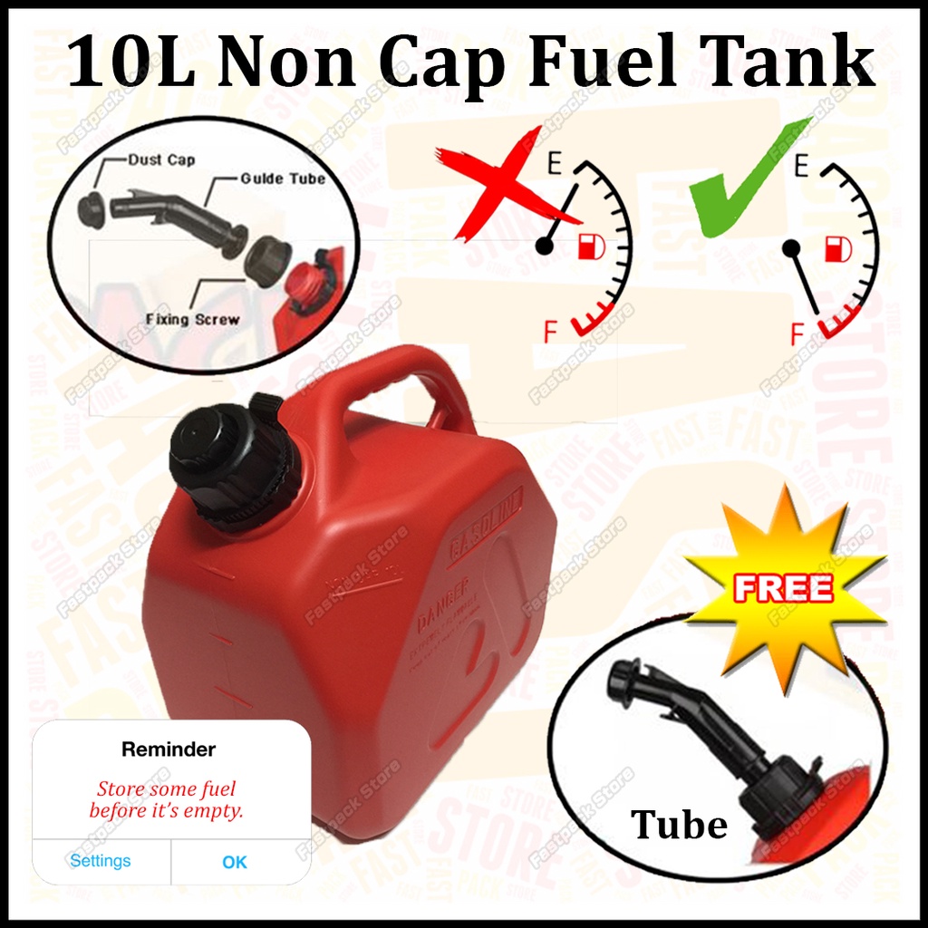 10L Fuel Tank Petrol Tank Oil DIY Auto Shut Off Gasoline Diesel Container Motorcycle Plastic Tong Minyak Car Jerry Can