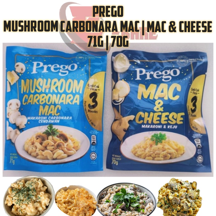 Prego Quick Cook Pasta 3 Minute Mushroom Carbonara Mac / Mac & Cheese 71g