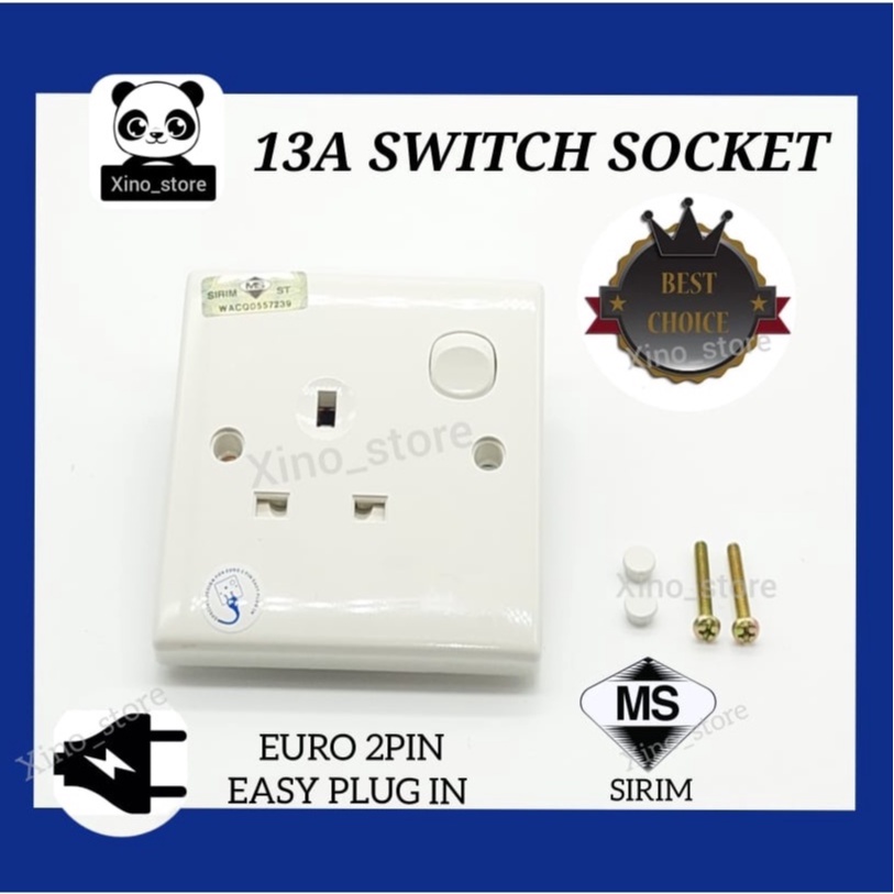 SIRIM 13A 250V 3PIN SWITCH SOCKET OUTLET / SINGLE SWITCH SOCKET OUTLET