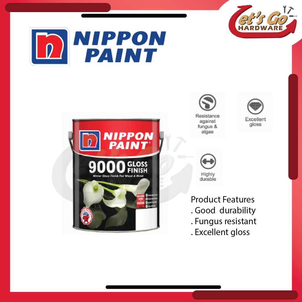Nippon Paint 5L 9000 Gloss Finish 1145 White 1144 black Shopee Malaysia