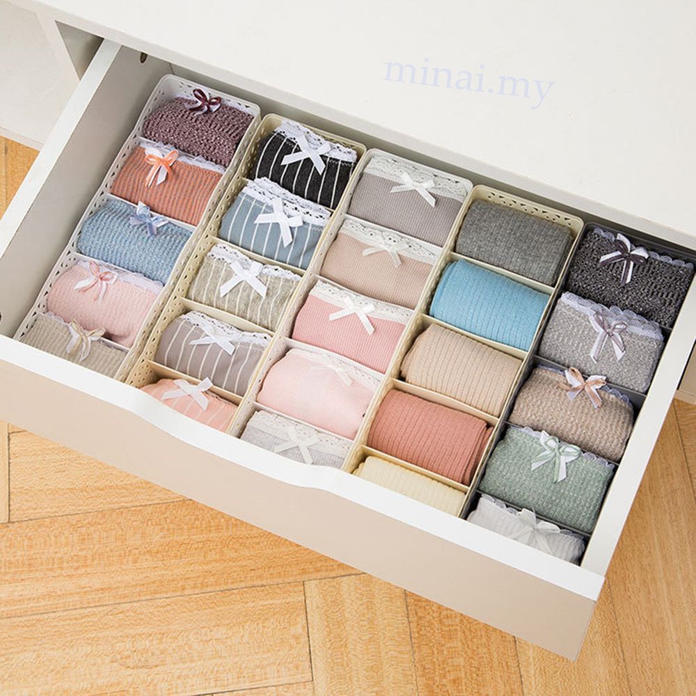 5 Grids Box Basket Organizer Women Men Socks Bra Underwear Storage