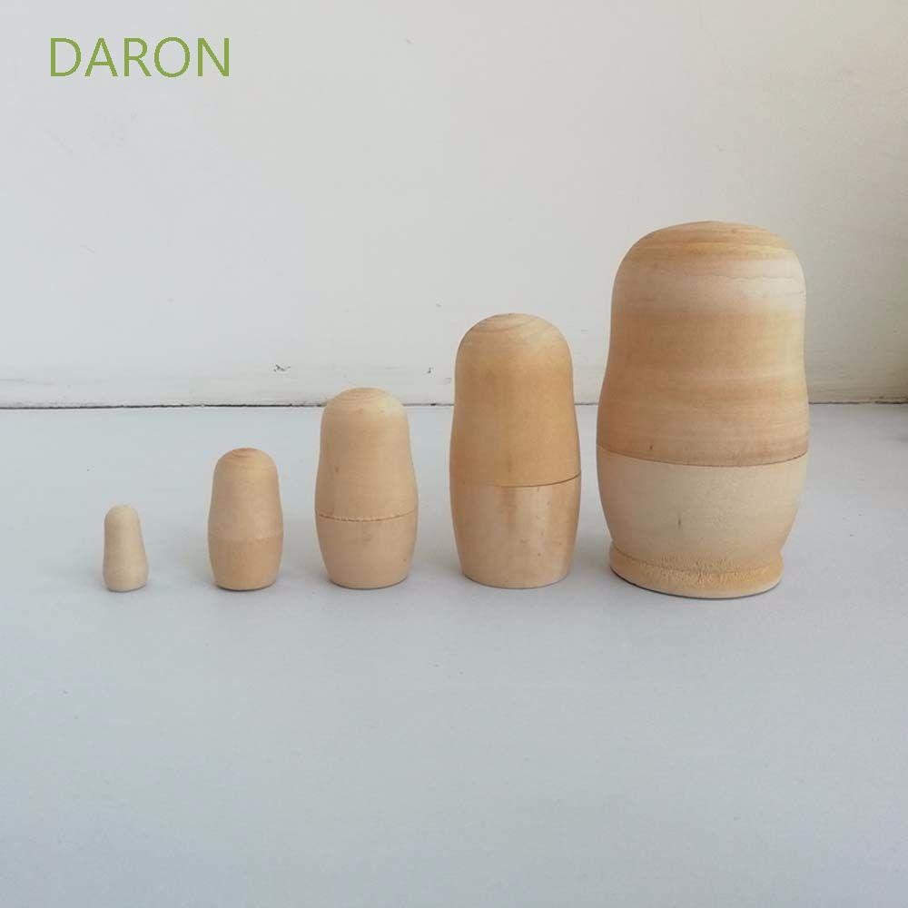 DARON 5pcs Matrioska Dolls Kids Blank Wooden Embryos Russian Nesting Dolls Unpainted Wooden DIY Paint Skill Training Desk Ornaments Children Gift Matryoshka Doll/Multicolor