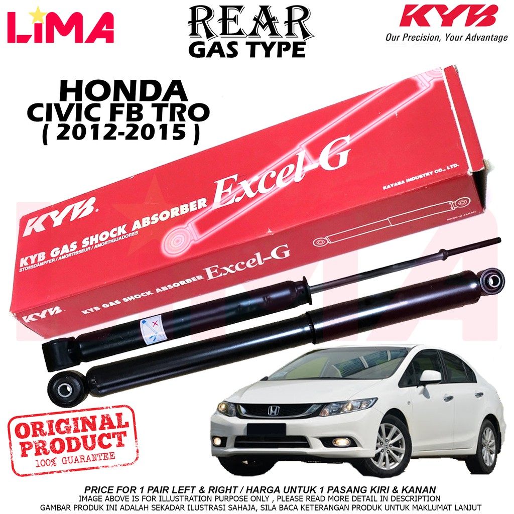 Pair Of Rear Shock Absorbers For Honda Civic 2016-2023 | PM Auto Direct Replacement | Set Of 2