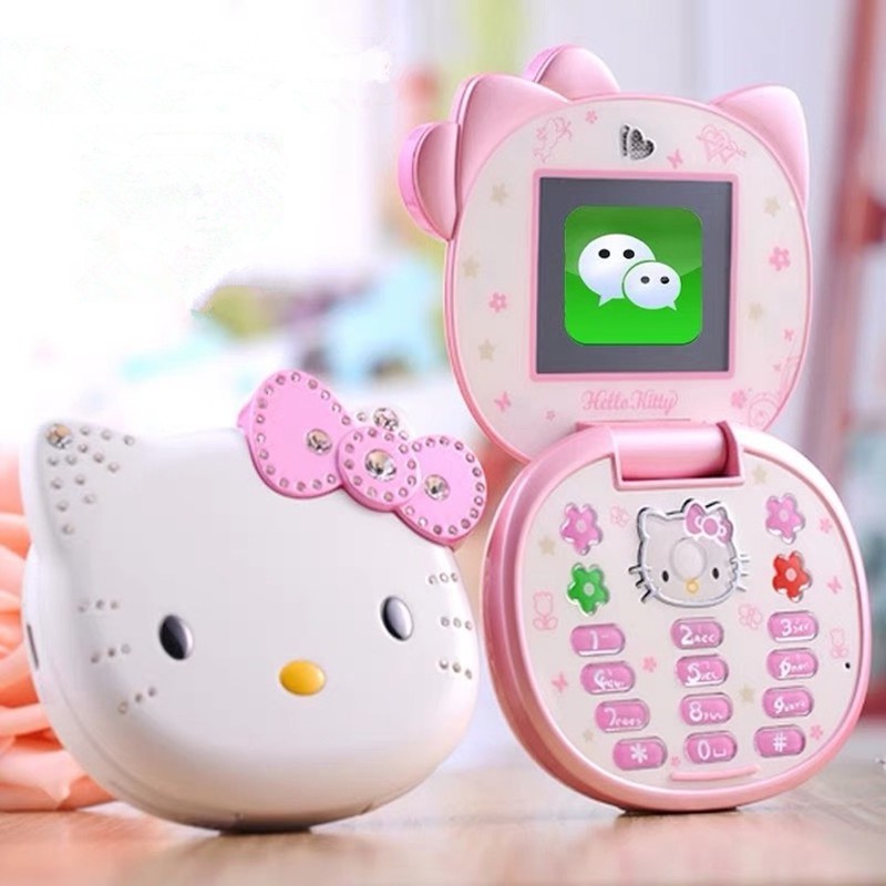 Cute Mini Hello Kitty Girl Phone K688 Quad Band Flip Cartoon Mobile Phone Unlocked Kids Children Mini Dual Sim Cell Phone Shopee Malaysia