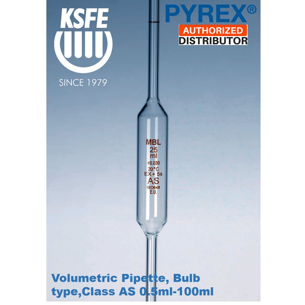 MBL Volumetric Pipette, Bulb Type, One Mark, Class As, Original from UK