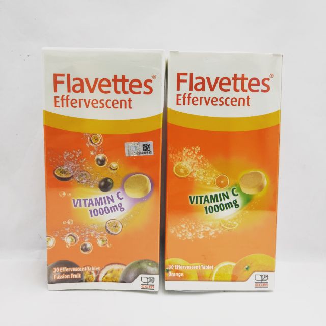 Flavettes Effervescent Vitamin C 1000mg (orange /passion ...