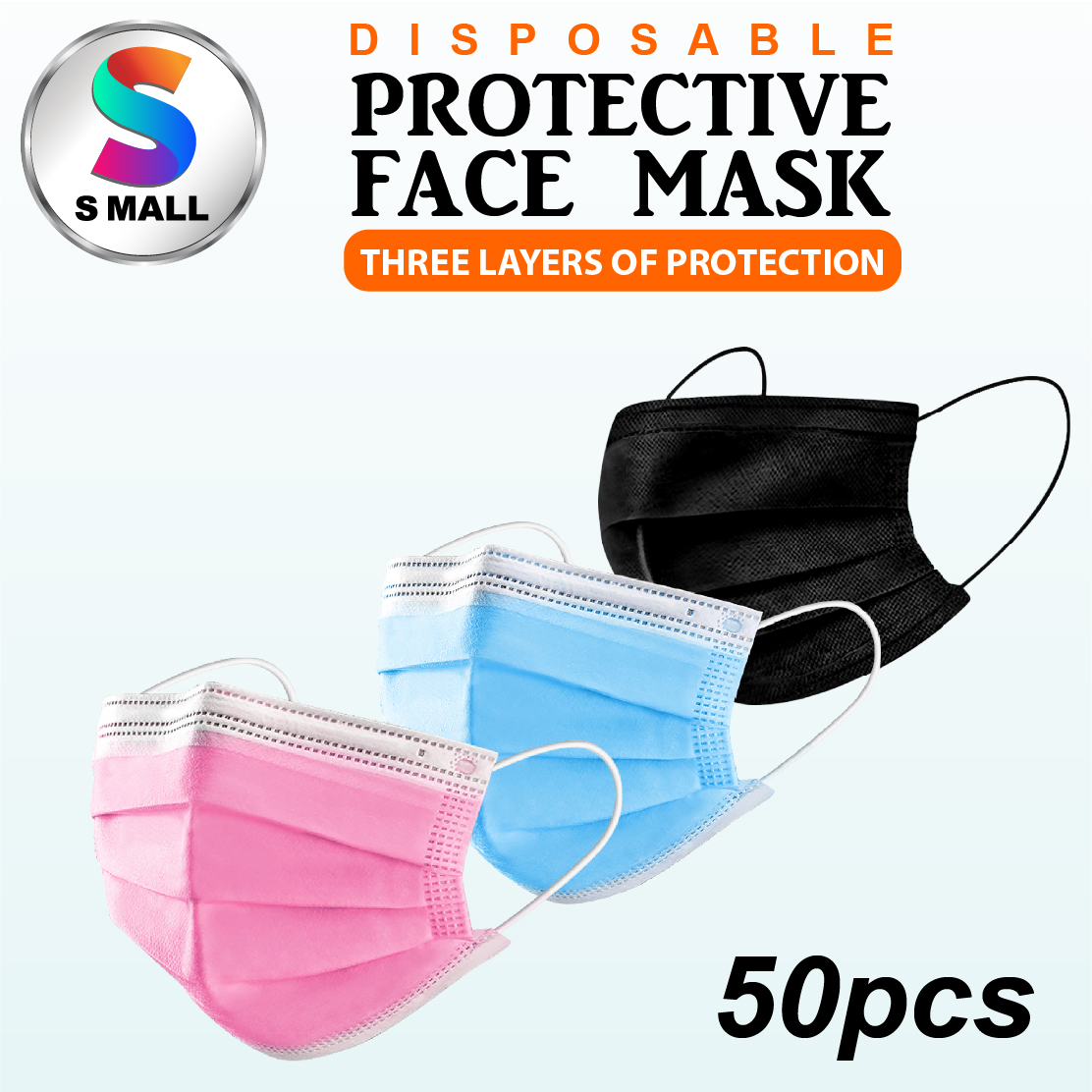 S Mall 50pcs Face Mask Disposable 3ply Face Mouth Mask Filter Blue Black Pink Shopee Malaysia 3974