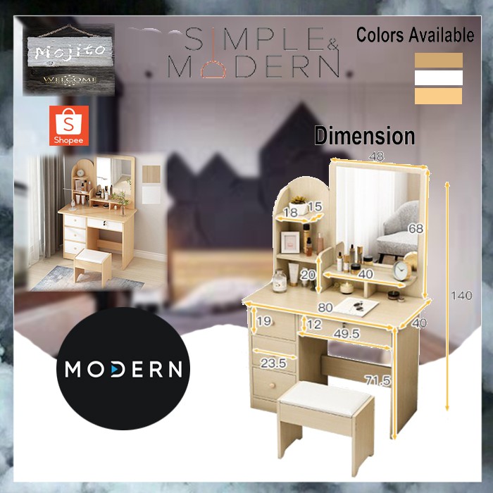 Ikea Style Minimalist Nordic Bedroom Dressing Table Small Apartment Dresser Vanity Table Meja Solek 4542 Shopee Malaysia