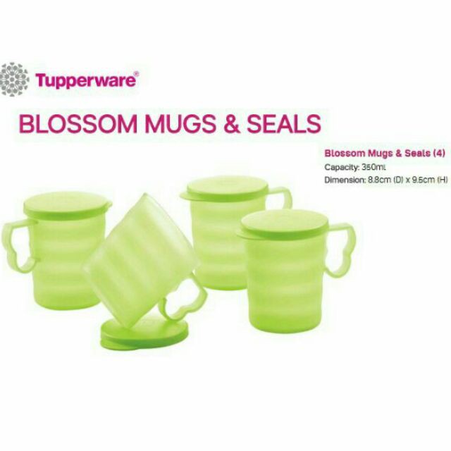 Tupperware blossom mug with seal 350ml (4 Pcs)