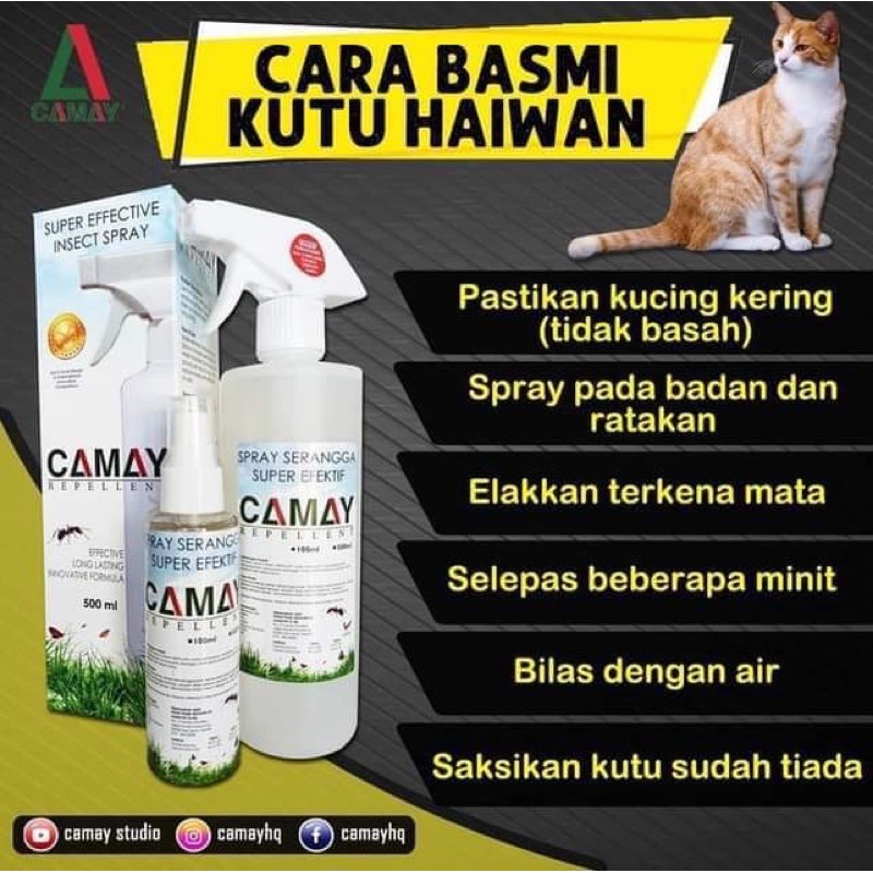 SPRAY KUTU KUCING CAMAY REPELLENT UBAT KUTU KUCING CAT FLEAS