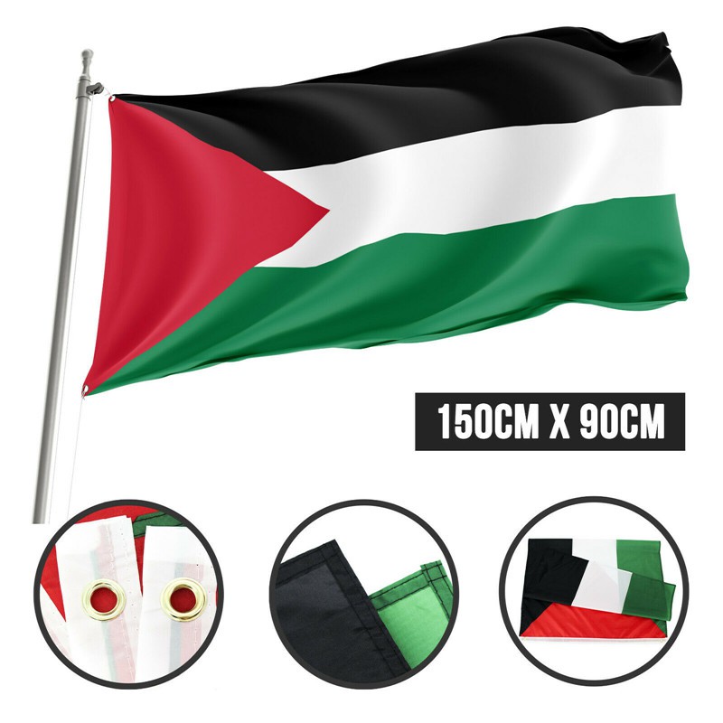 [24H SHIPPING]Palestine National Flag Country Flag 5ft x 3ft PLE PS Palestinian Large Polyester FreeDOM Gaza Palestinian Festival decor Bendera Palestin