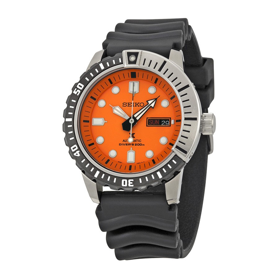 Seiko Prospex Automatic Diver's Orange Dial Black Rubber SRP589 |  Shopee Malaysia