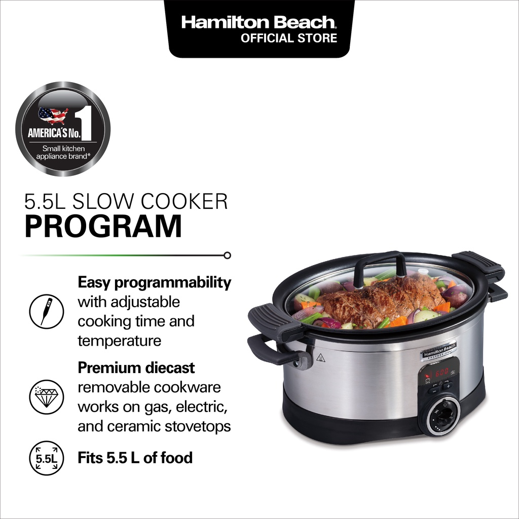 Hamilton Beach Professional 5.5L Programmable Stovetop Slow Cooker, 33999-SAU