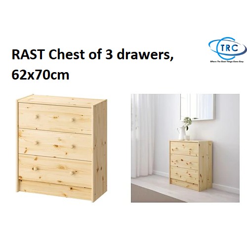 Ready Stock Ikea Rast Chest Of 3 Drawers Size 62x70cm Shopee