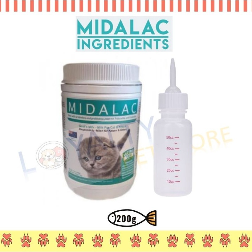 Midalac Goat's Milk Powder For Cat & Kitten 200G - Midalac Susu Kucing