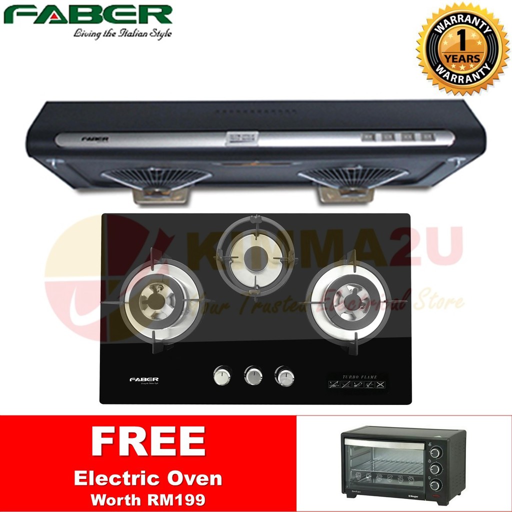 Faber Built In Slim Hood Classic 76 Bk/Glass Hob Fgh Vitto 3B/76Bk