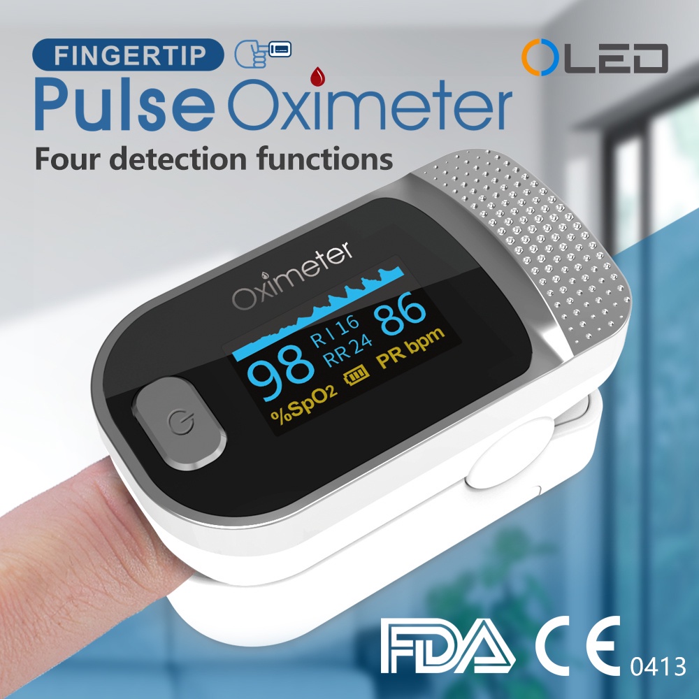 Finger clip oximeter Finger pulse oximetry monitor PI Respiratory rate