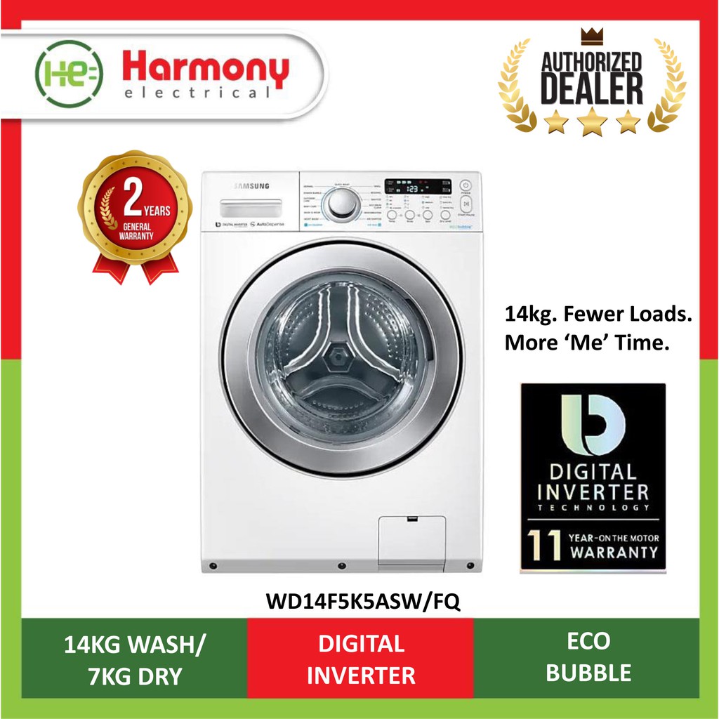 Samsung 14kg wash & 7kg dry WD14F5K5ASW/FQ Front Load Combo Washer