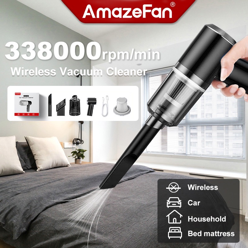 AmazeFan Car Cordless Vacuum Cleaner 338000rpm Portable Rechargeable Wireless Vacum Cleaner Kereta for Home Car吸塵機無線