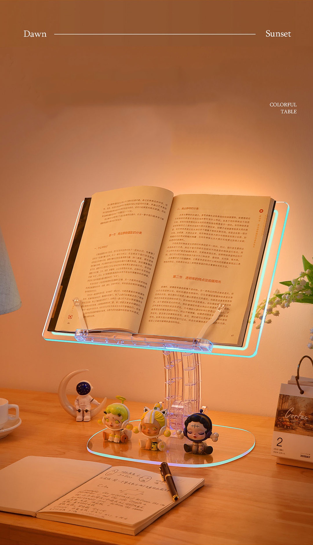 OATSBASF Transparent Reading Holder with LED Light Ins Acrylic Laptop Stand Folding Small Table