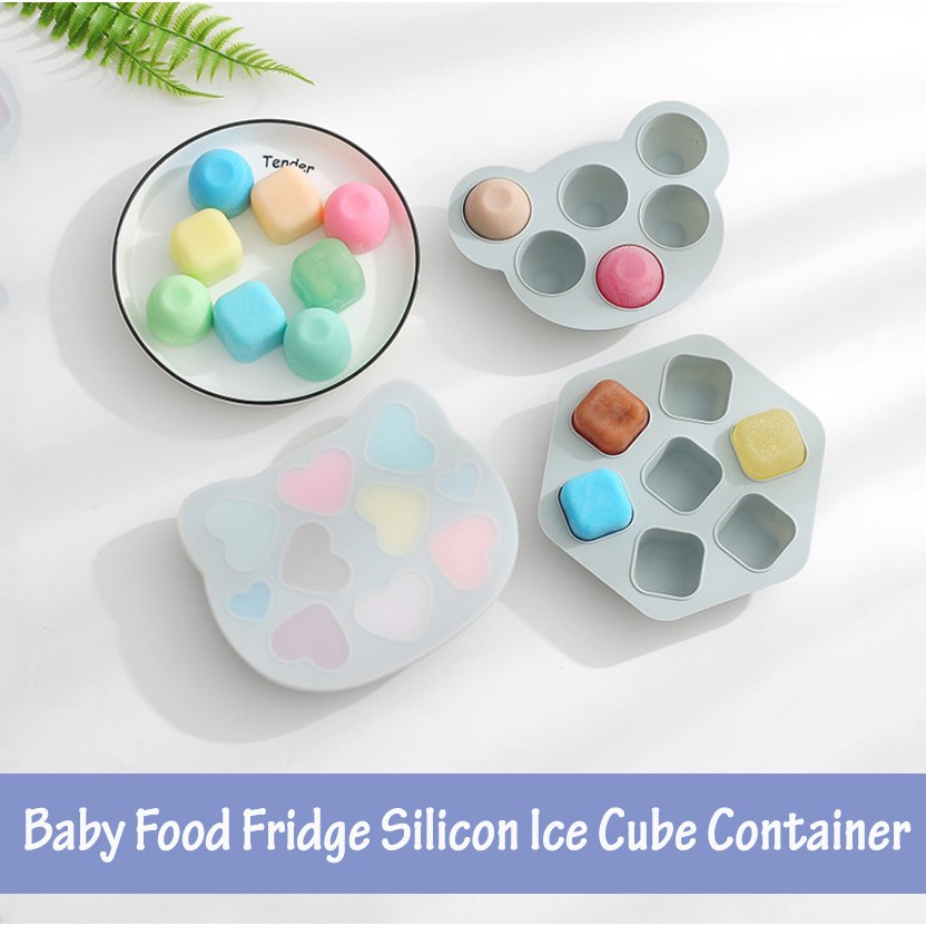 Baby Food Silicone Ice Cube Maker With Lid Ice Frozen Food Container Pudding Molds Fridge Refrigerator Freezer Warm Food