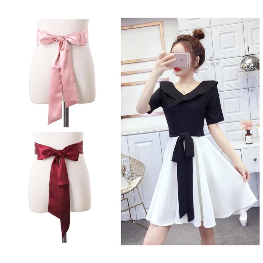 Women's Soft Clothing Accessories Belt Silk Scarves Women Ribbon Solid Color Chiffon Long Ladies Bow Belts 180cm