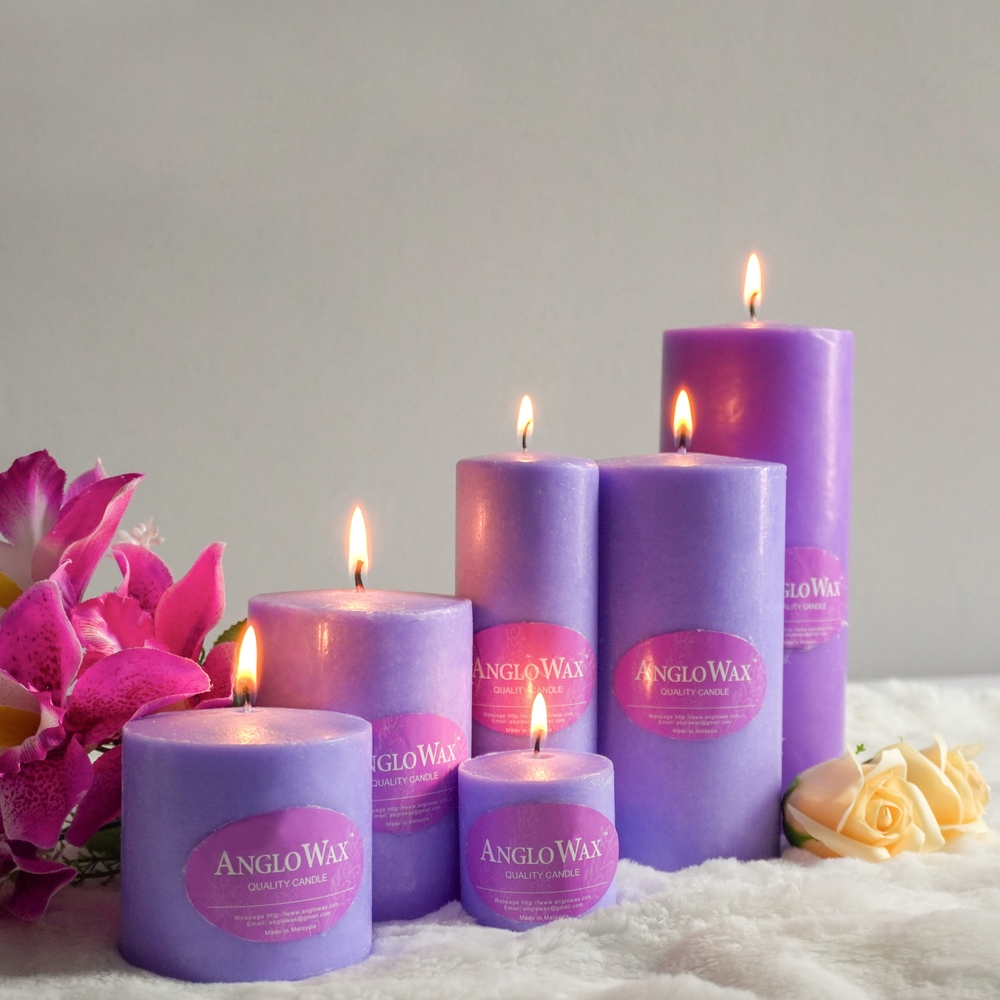 Anglo Wax Purple Pillar Candle, Advent Candle, (Various size) 1 piece