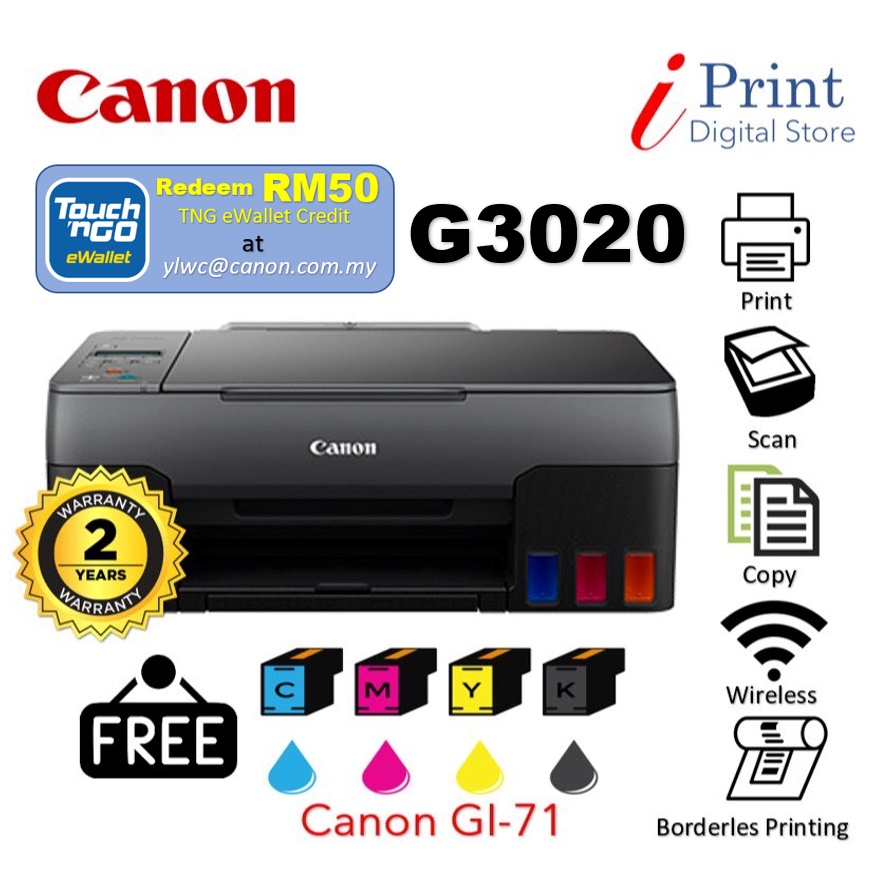 ]CANON PIXMA G3020 PRINTER BOTTLE INK ( PRINT, SCAN , COPY , WIRELESS