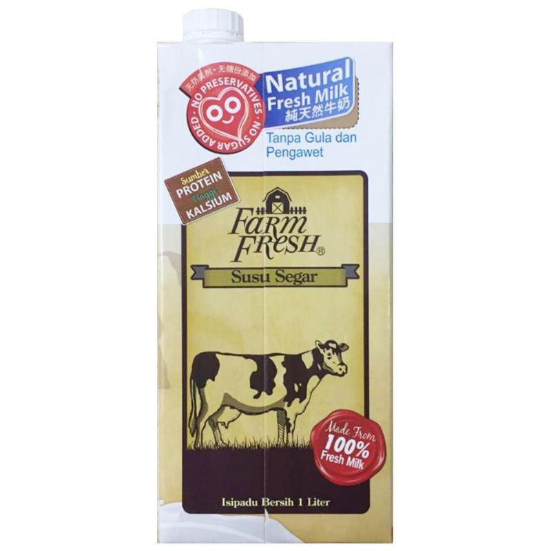 Farm fresh uht fresh milk 1l x 3 packets + uht chocolate milk 1l x 3 ...