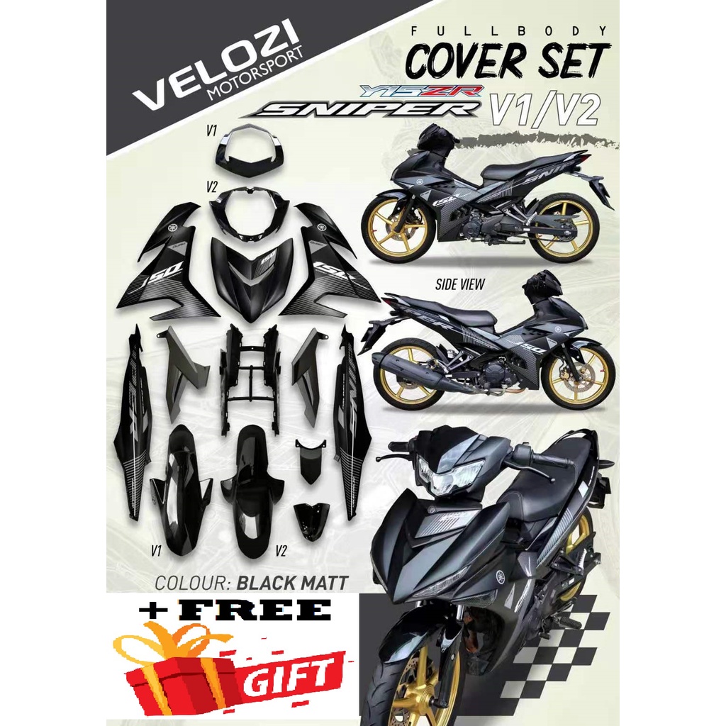 Ready Stocks Y15zr V Y15zr V2 Matt Black Sticker Tanam Coverset Body Coverset Y15 Cover Set Y15