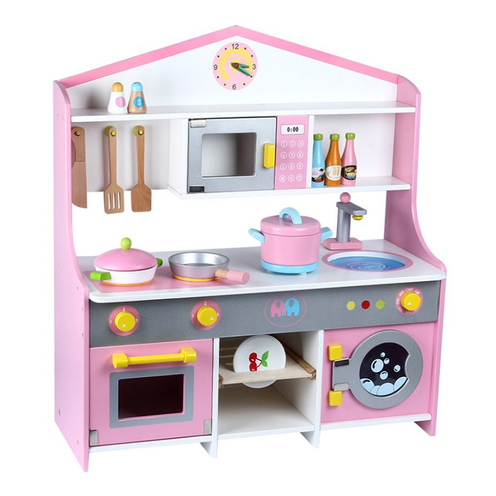 Children S Play House Cooking Toys Wooden Kitchen Playset Shopee