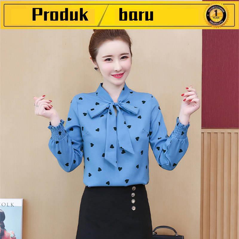 Ready Stock Office Wear Office Blouse Women Blouse Korean Style Loose Blouse White Blouse 2020 Musim Bunga Dan Musim Luruh Reka Bentuk Fesyen Baru Sesuai Dengan Kemeja Lengan Panjang Wanita Kemeja Sifon