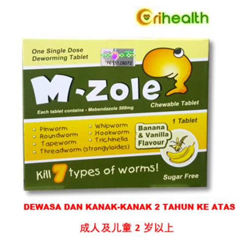 M-ZOLE CHEWABLE TABLET Mebendazole 500mg 1 tablet deworm 
