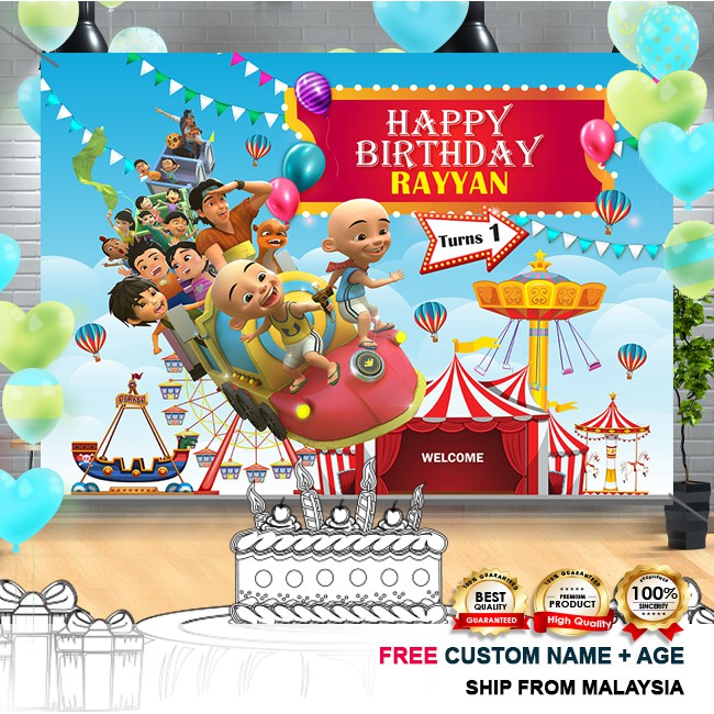 Birthday Banner Birthday Backdrop Hari Jadi Upin Ipin Shopee Malaysia