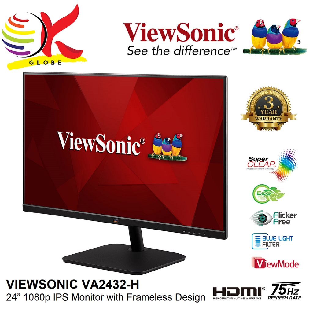 VIEWSONIC 24 VA2432 H VA2406 H 2 VA2418 SH LED FLAT FULL HD FRAMELESS LCD MONITOR