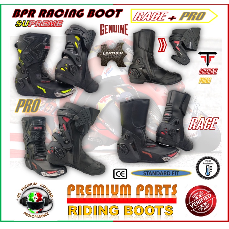 BPR RACING PRO+RACE RIDING PERFORMANCE BOOT GENUINE LEATHER COMFORTABLE CE QUALITY