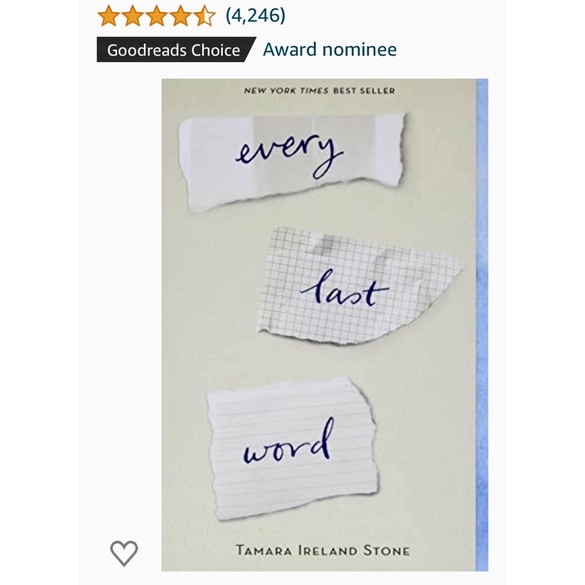 (Goodreads Choice Award l)Every Last Word by Tamara Ireland Stone.Tiktok Made Me Buy It!Booktok,Bookstagram,trend viral