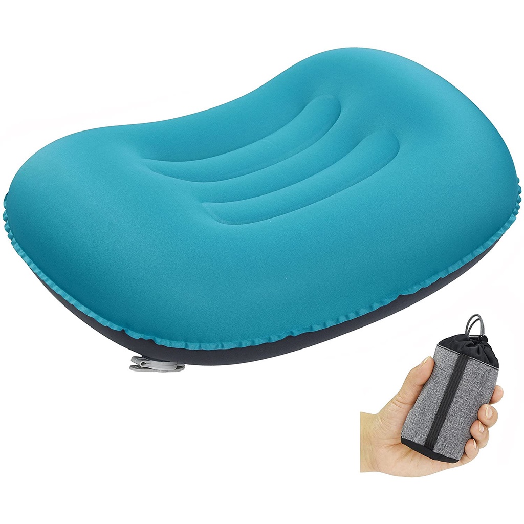 Ultralight Inflatable Camping Pillow Portable Travel Backpacking Pillow for Hiking Outdoor Sleeping Neck and Lumbar Support Car Airplane Trip Grey 