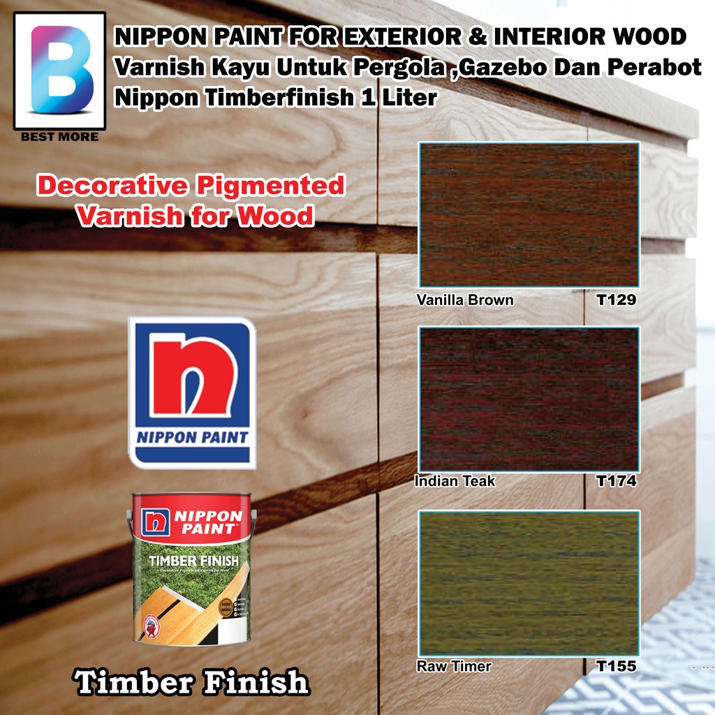 Nippon Paint Timber Finish For Exterior And Interior Wood 1L Vanilla