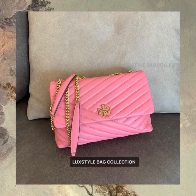 💯 Original Authentic Tory Burch Kira Chevron Convertible Shoulder  Crossbody Bag Pink Lambskin Leather | Shopee Malaysia