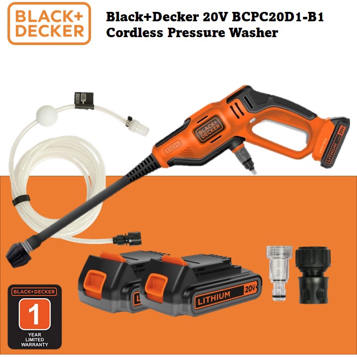 Black+Decker 20V BCPC20D1-B1 Cordless Pressure Washer | Shopee Malaysia